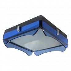 Square blue glass flush mount